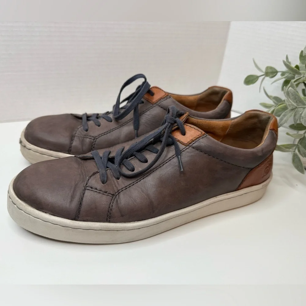 Born Men's Allegheny Gray&Brown Leather Casual Sneakers Size 10M Streetwear